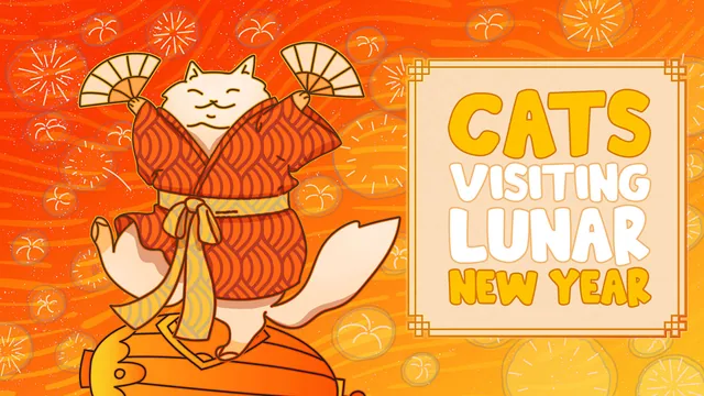 Capa de Gatos visitando o Ano Novo Lunar