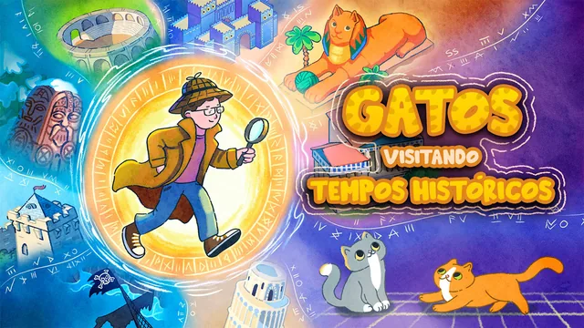 Capa de Gatos Visitando tempos Históricos
