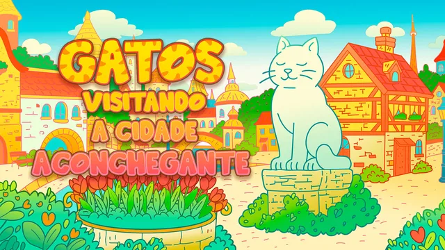 Capa de Gatos Visitando a Cidade Aconchegante