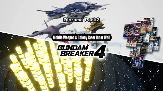 Capa de GUNDAM BREAKER 4 - Pacote de Diorama 2 - Arma Mobile e Parede Laser Interna de Colônia