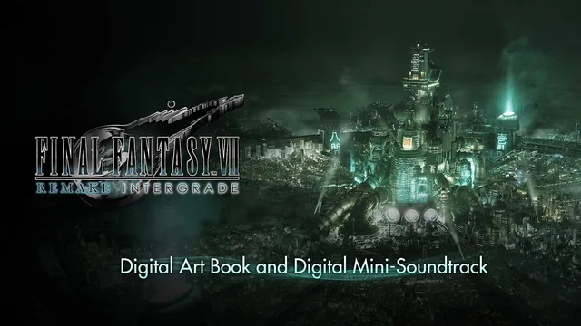 Capa de Livro de arte digital e a minitrilha sonora digital de FINAL FANTASY VII REMAKE INTERGRADE
