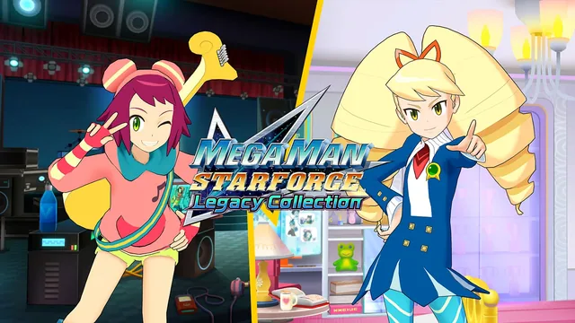 Capa de Mega Man Star Force Legacy Collection – Pacote com modelos de personagens Sonia Strumm e Luna Platz