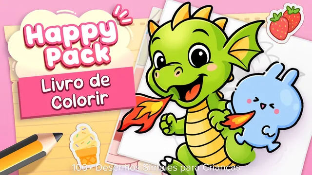Capa de Happy Pack: Livro de Colorir — 100+ Desenhos Simples para Crianças