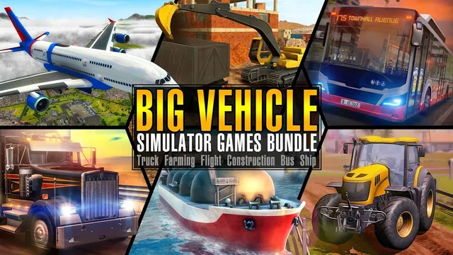 Capa de Big Vehicle Simulator Games Bundle - Truck Farming Flight Construction Bus Ship