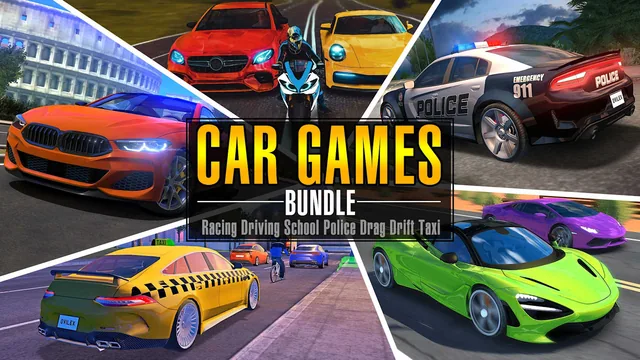 Capa de Car Games Bundle - Racing Driving School Police Drag Drift Taxi