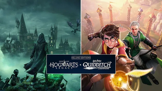 Capa de Pacote Edição Deluxe Hogwarts Legacy + Harry Potter: Campeões do Quadribol