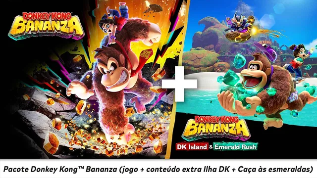 Capa de Pacote Donkey Kong™ Bananza (jogo + conteúdo extra Ilha DK + Caça às esmeraldas)