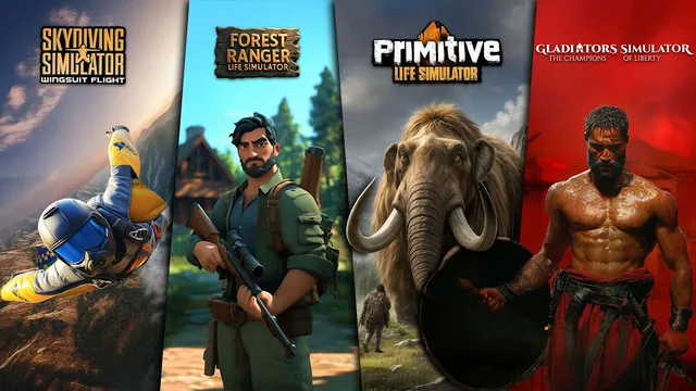 Capa de MEGA SIMULATOR BUNDLE - Forest Ranger Life Simulator / Primitive Life Simulator / Gladiators Simulator: The Champions of Liberty / Skydiving Simulator: Wingsuit Flight
