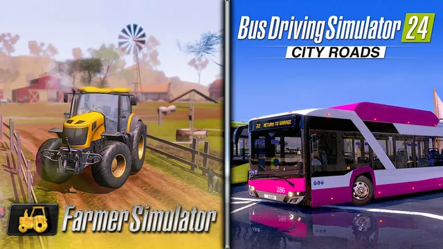 Capa de Bus Driving Simulator 24 City Roads & Farmer Simulator Bundle