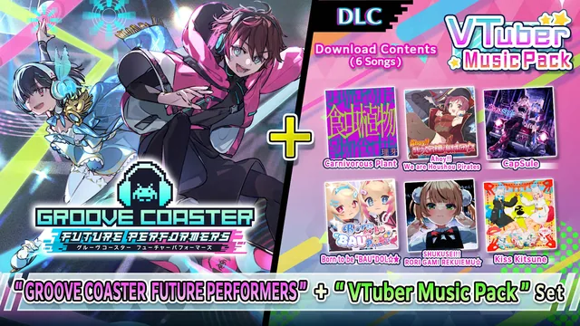 Capa de "GROOVE COASTER FUTURE PERFORMERS" + "VTuber Music Pack" Set
