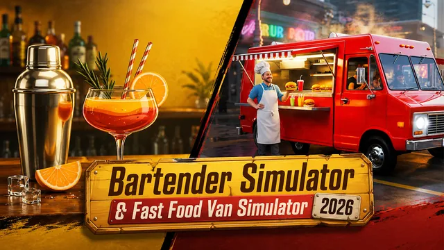 Capa de Bartender Simulator & Fast Food Van Simulator 2026